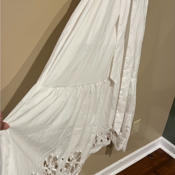 Simply Vera Vera Wang Embroidered Hem Maxi Tank Dress White Size Med Boho Chic - Picture 8 of 12